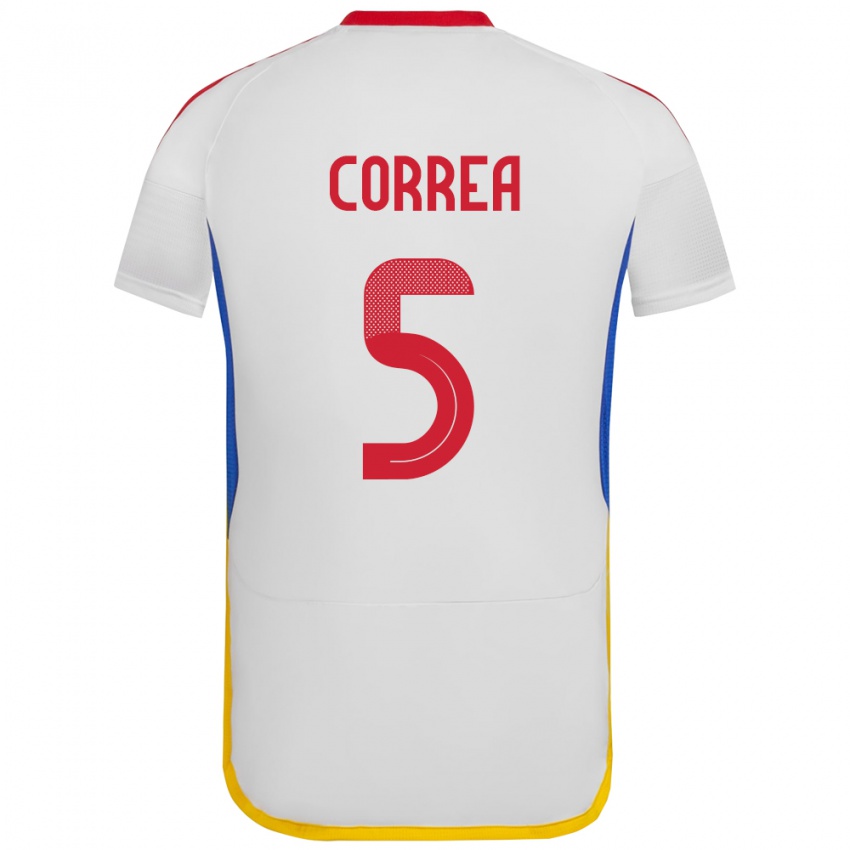 Dětské Venezuela José Correa #5 Bílý Daleko Hráčské Dresy 24-26 Dres