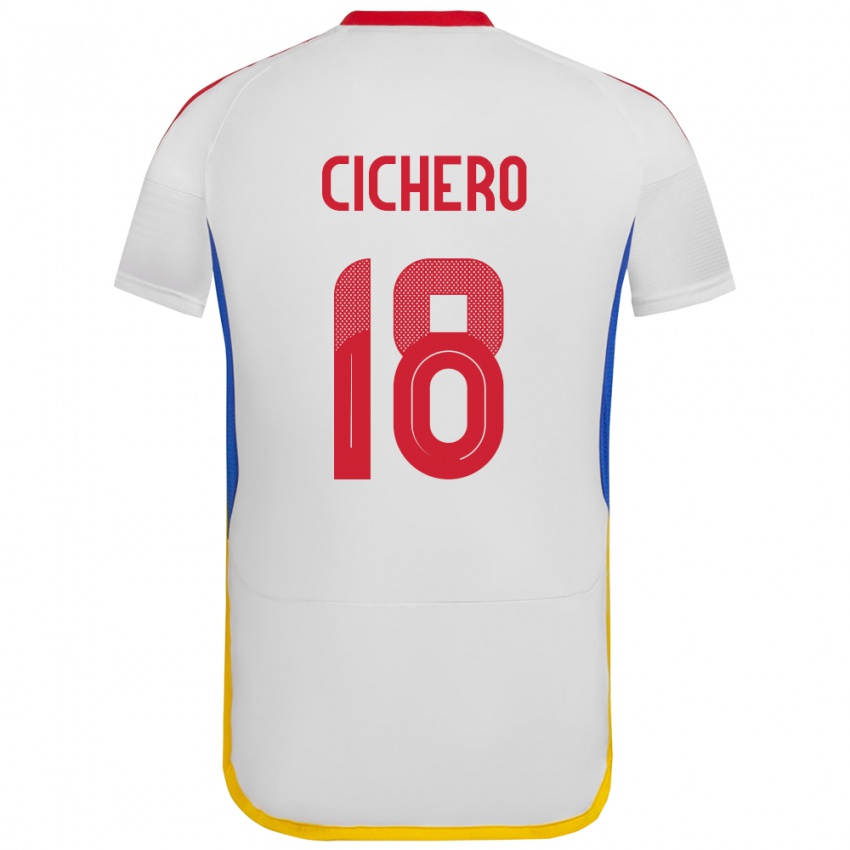 Dětské Venezuela Alejandro Cichero #18 Bílý Daleko Hráčské Dresy 24-26 Dres