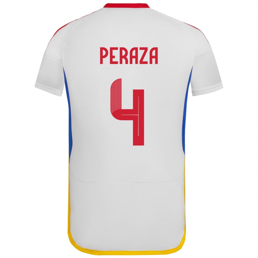 Dětské Venezuela María Peraza #4 Bílý Daleko Hráčské Dresy 24-26 Dres