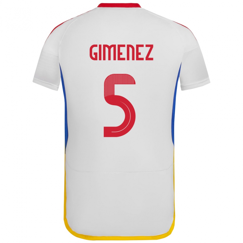 Dětské Venezuela Yenifer Giménez #5 Bílý Daleko Hráčské Dresy 24-26 Dres