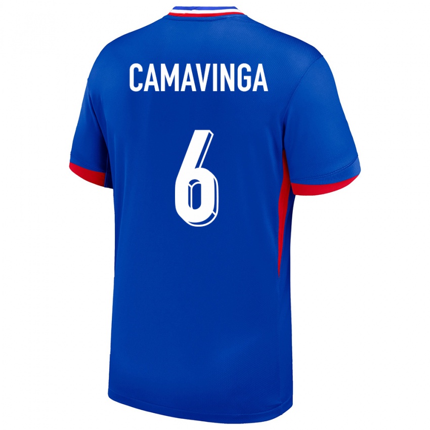 Pánské Francie Eduardo Camavinga #6 Modrý Domů Hráčské Dresy 24-26 Dres