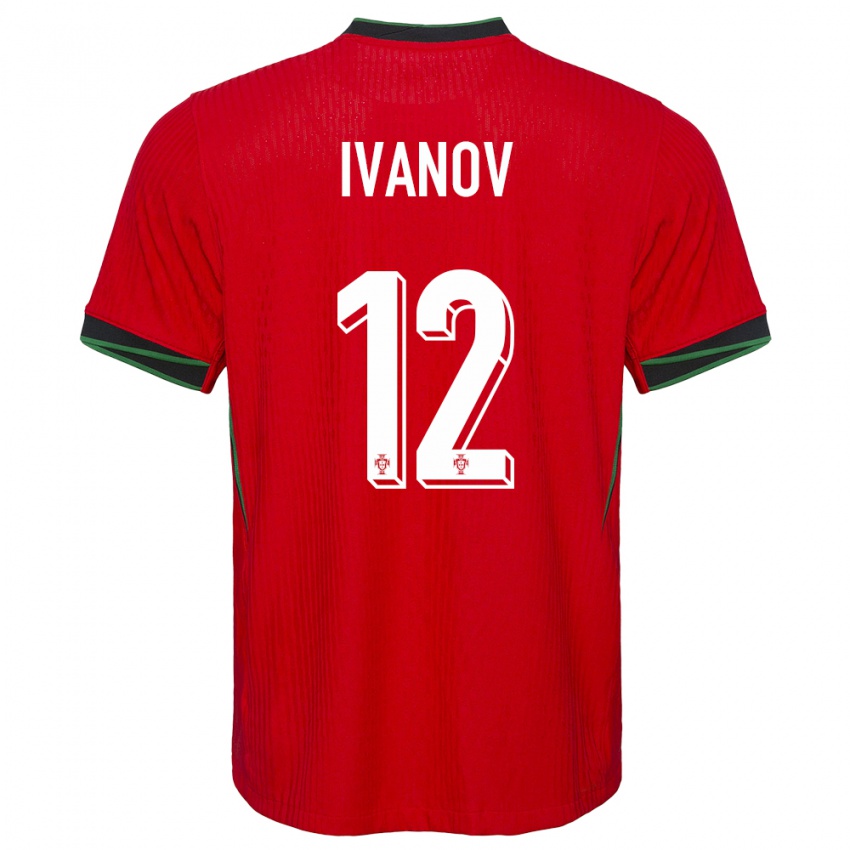 Pánské Portugalsko David Ivanov #12 Červené Domů Hráčské Dresy 24-26 Dres