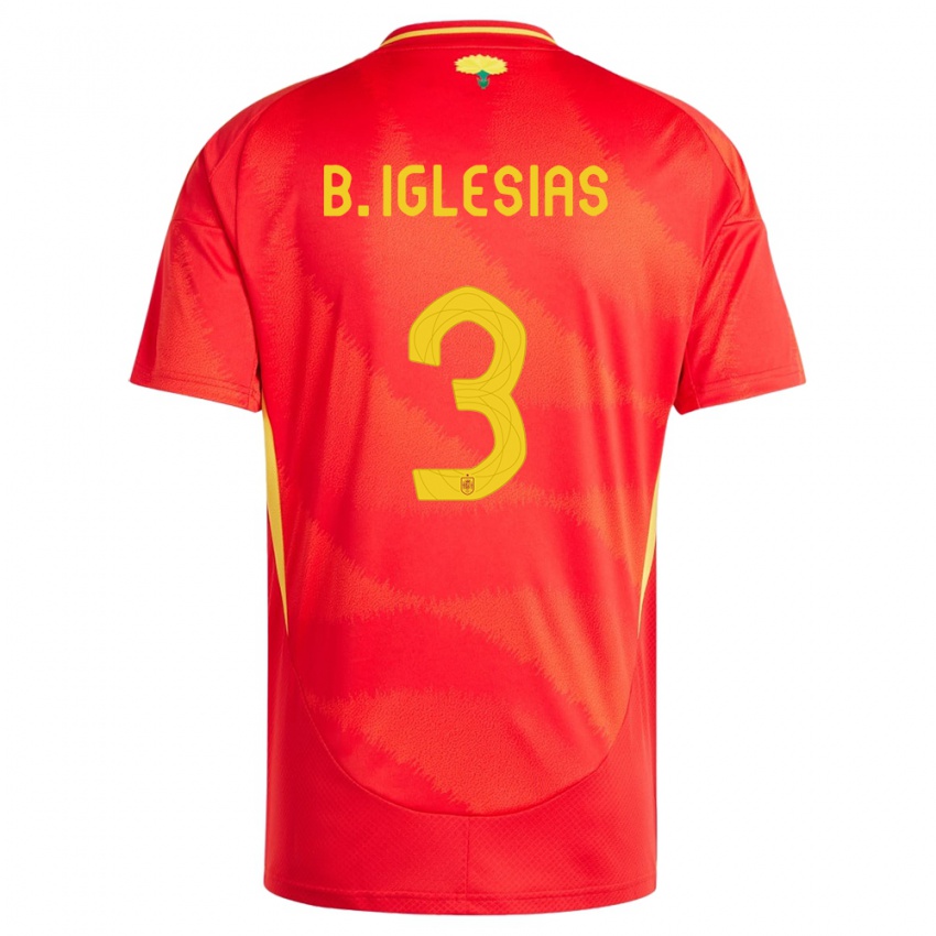 Pánské Španělsko Borja Iglesias #3 Červené Domů Hráčské Dresy 24-26 Dres