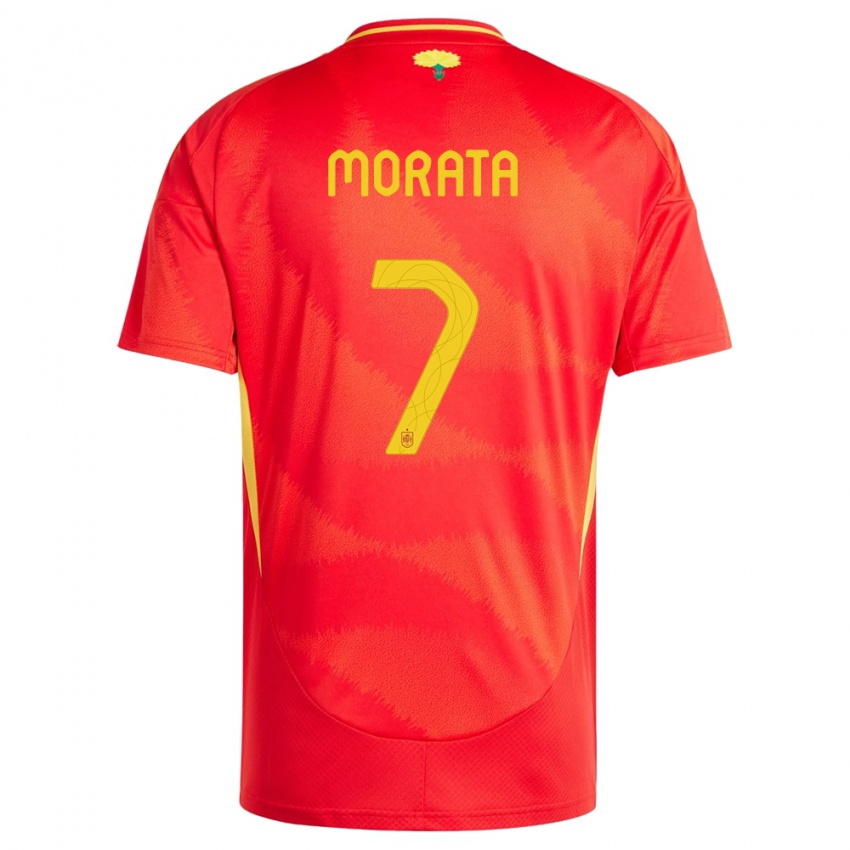 Pánské Španělsko Alvaro Morata #7 Červené Domů Hráčské Dresy 24-26 Dres