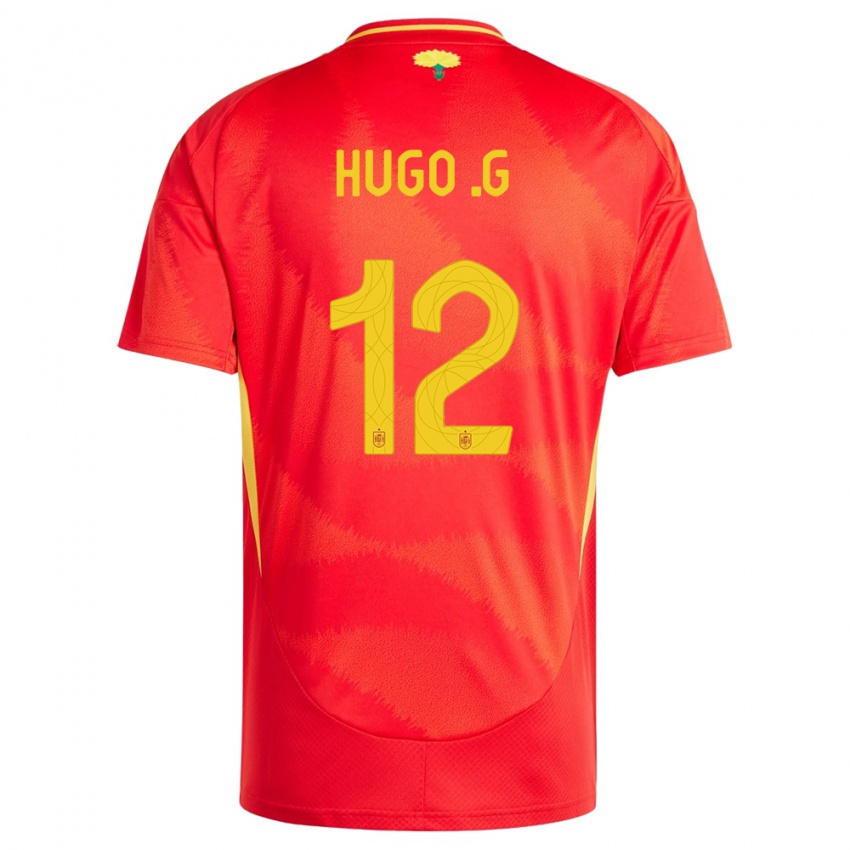 Pánské Španělsko Hugo Guillamon #12 Červené Domů Hráčské Dresy 24-26 Dres