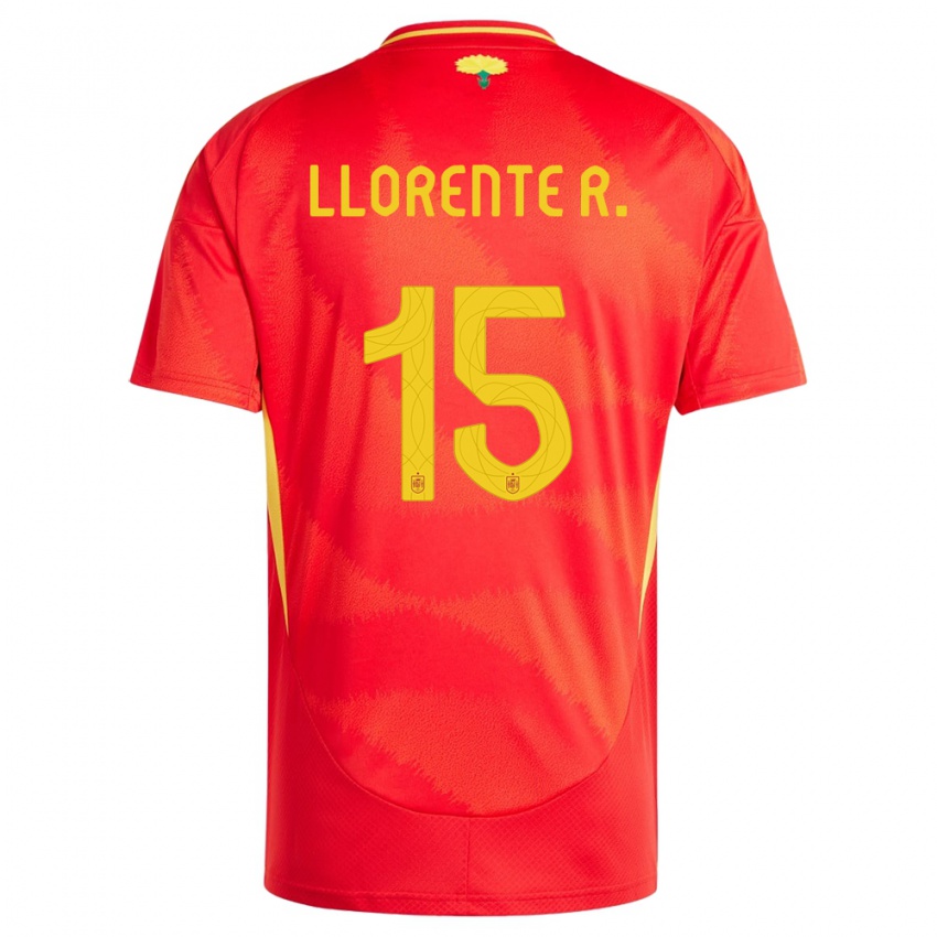 Pánské Španělsko Diego Llorente #15 Červené Domů Hráčské Dresy 24-26 Dres