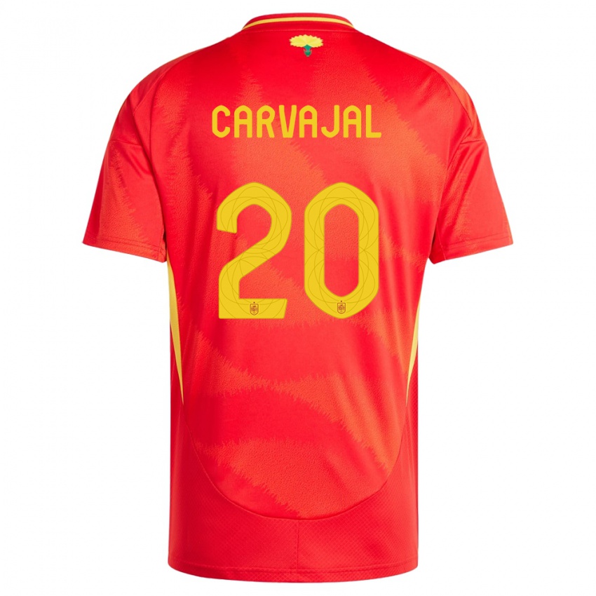 Pánské Španělsko Daniel Carvajal #20 Červené Domů Hráčské Dresy 24-26 Dres