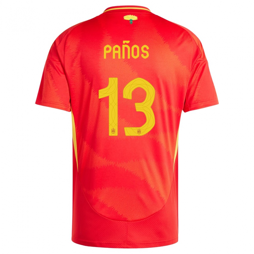 Pánské Španělsko Sandra Panos #13 Červené Domů Hráčské Dresy 24-26 Dres