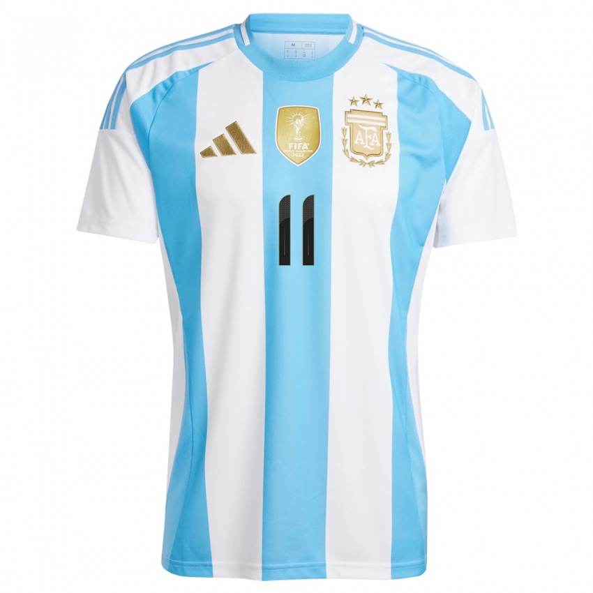 Pánské Argentina Angel Di Maria #11 Bílá Modrá Domů Hráčské Dresy 24-26 Dres