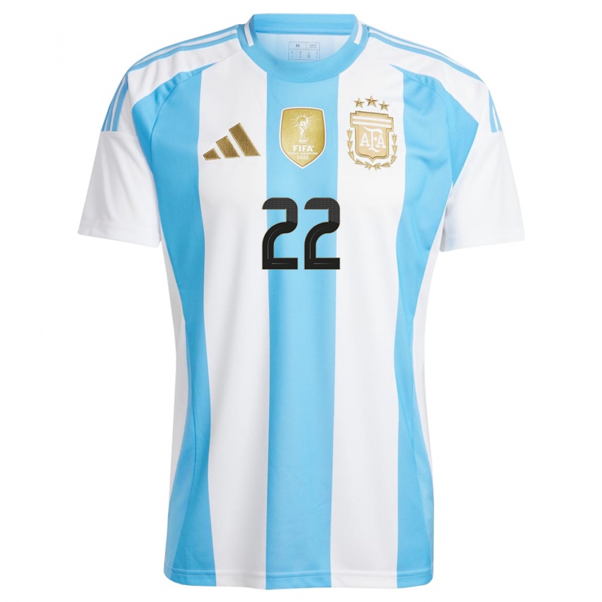 Pánské Argentina Lautaro Martinez #22 Bílá Modrá Domů Hráčské Dresy 24-26 Dres