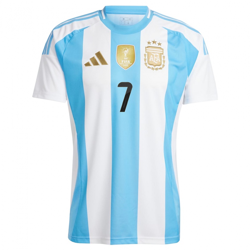 Pánské Argentina Mateo Sanabria #7 Bílá Modrá Domů Hráčské Dresy 24-26 Dres