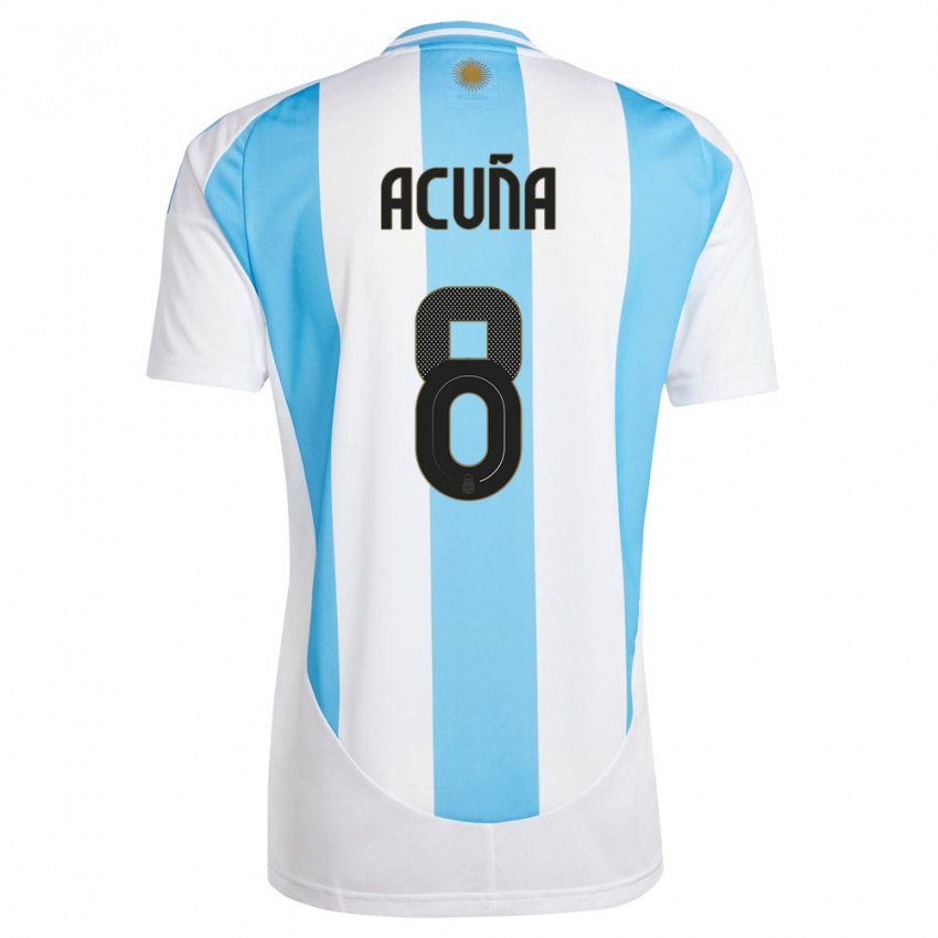 Pánské Argentina Marcos Acuna #8 Bílá Modrá Domů Hráčské Dresy 24-26 Dres