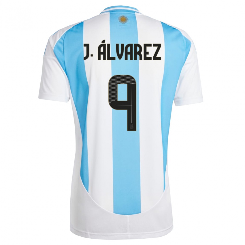 Pánské Argentina Julian Alvarez #9 Bílá Modrá Domů Hráčské Dresy 24-26 Dres