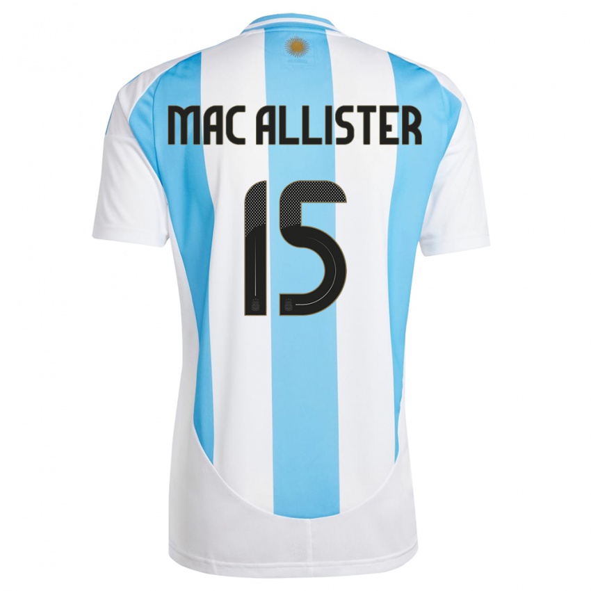 Pánské Argentina Alexis Mac Allister #15 Bílá Modrá Domů Hráčské Dresy 24-26 Dres