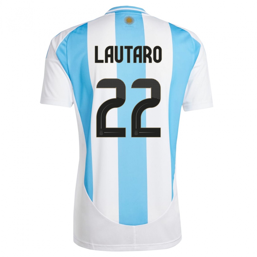 Pánské Argentina Lautaro Martinez #22 Bílá Modrá Domů Hráčské Dresy 24-26 Dres