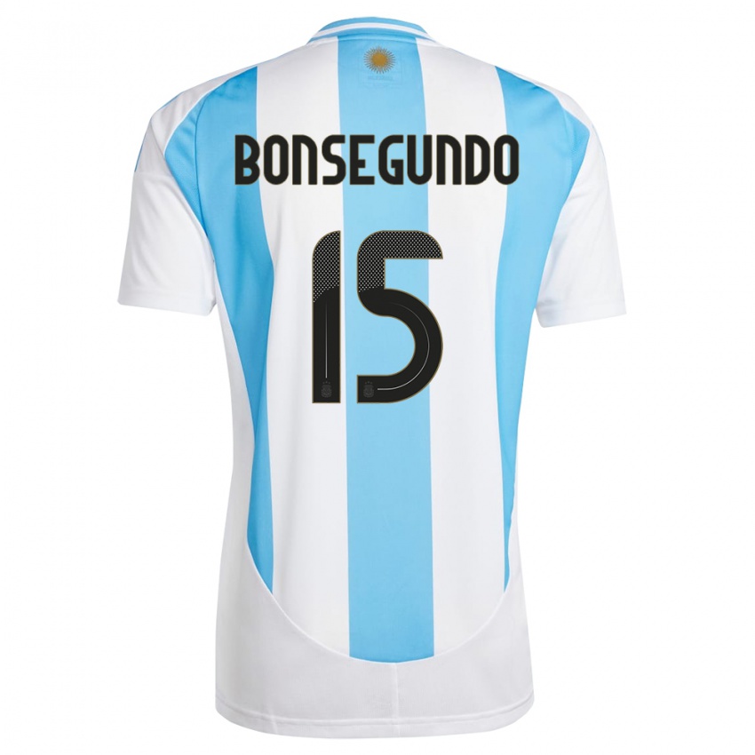 Pánské Argentina Florencia Bonsegundo #15 Bílá Modrá Domů Hráčské Dresy 24-26 Dres