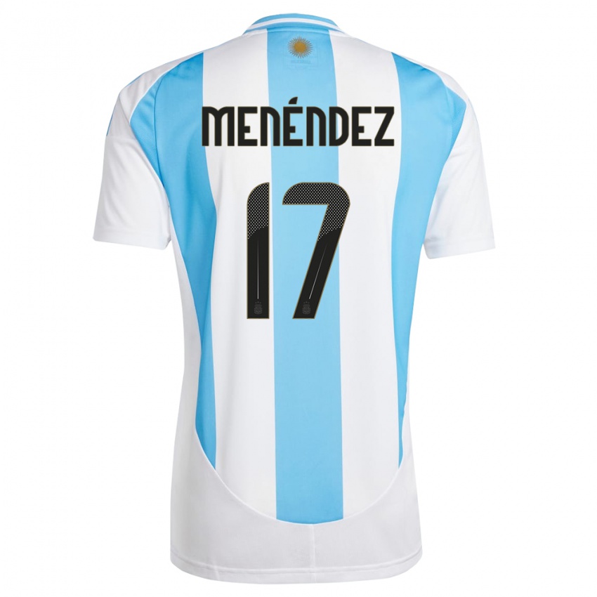 Pánské Argentina Milagros Menendez #17 Bílá Modrá Domů Hráčské Dresy 24-26 Dres