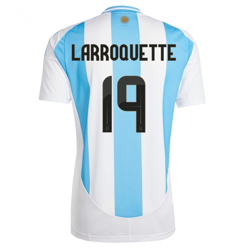 Pánské Argentina Mariana Larroquette #19 Bílá Modrá Domů Hráčské Dresy 24-26 Dres