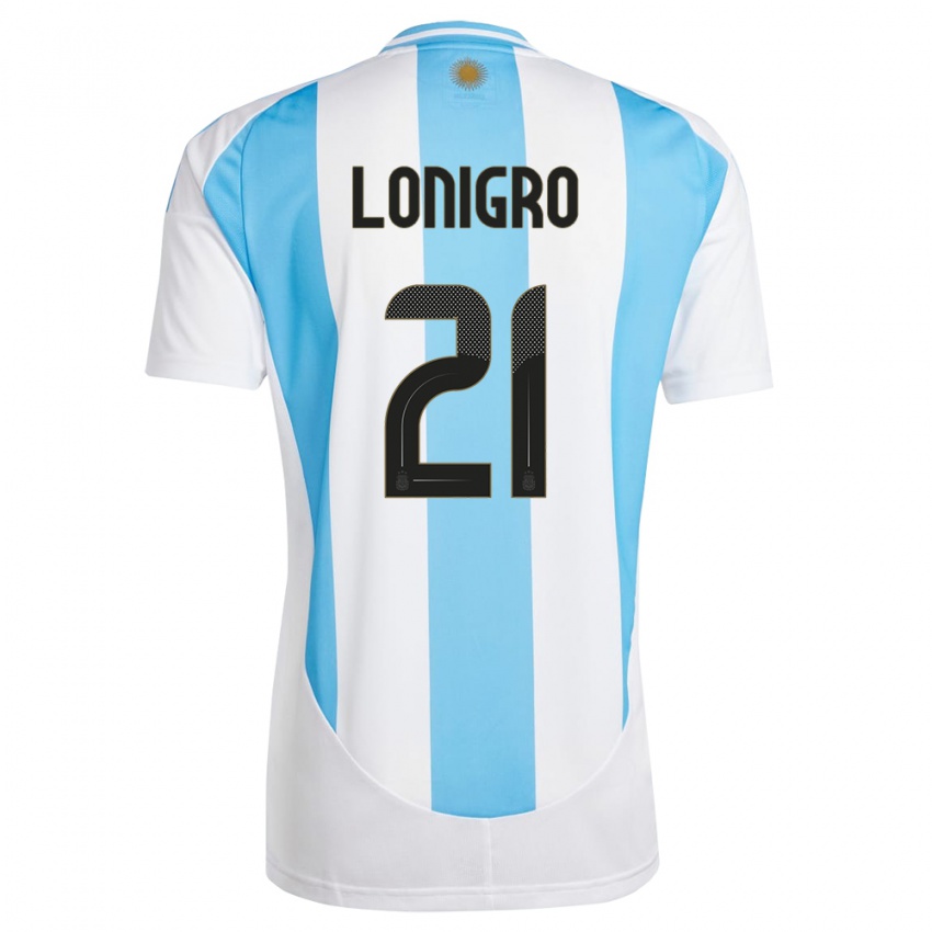 Pánské Argentina Erica Lonigro #21 Bílá Modrá Domů Hráčské Dresy 24-26 Dres