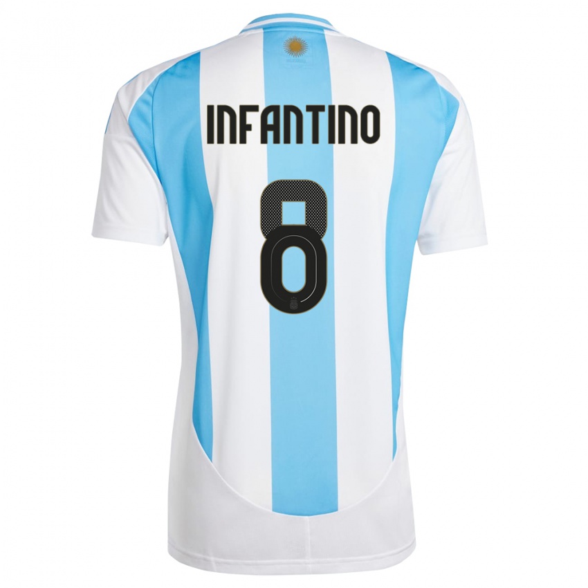 Pánské Argentina Gino Infantino #8 Bílá Modrá Domů Hráčské Dresy 24-26 Dres