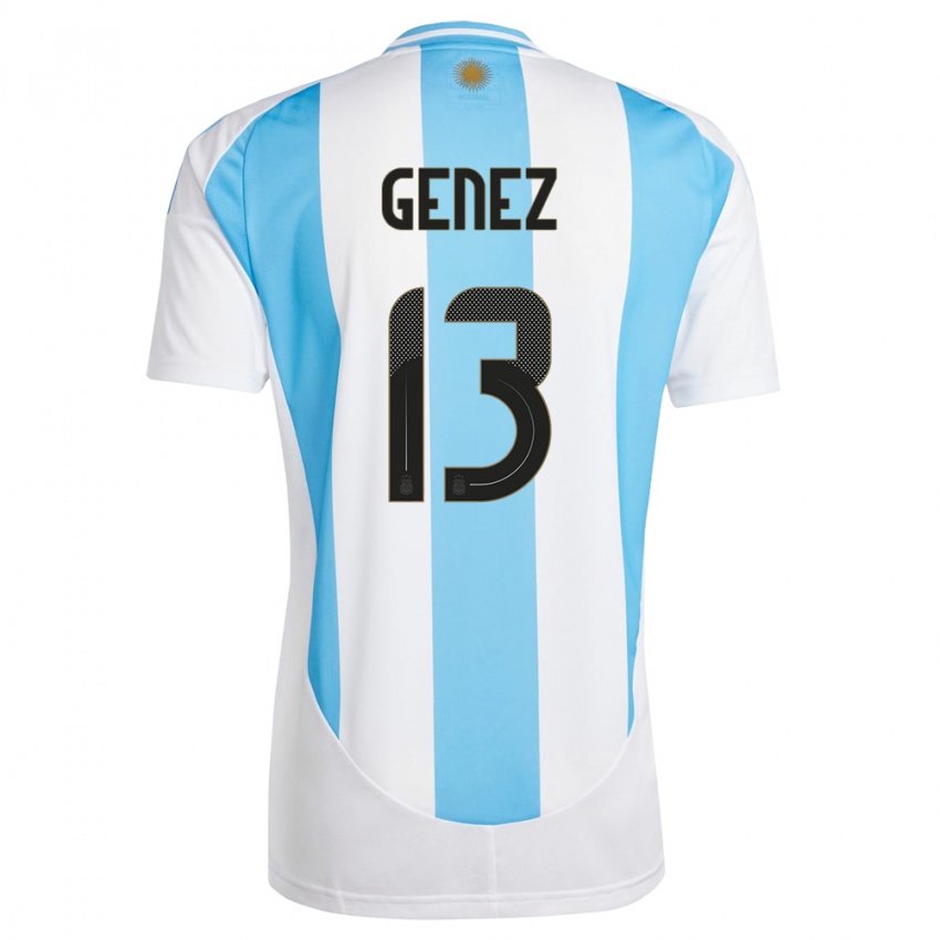 Pánské Argentina Nahuel Genez #13 Bílá Modrá Domů Hráčské Dresy 24-26 Dres