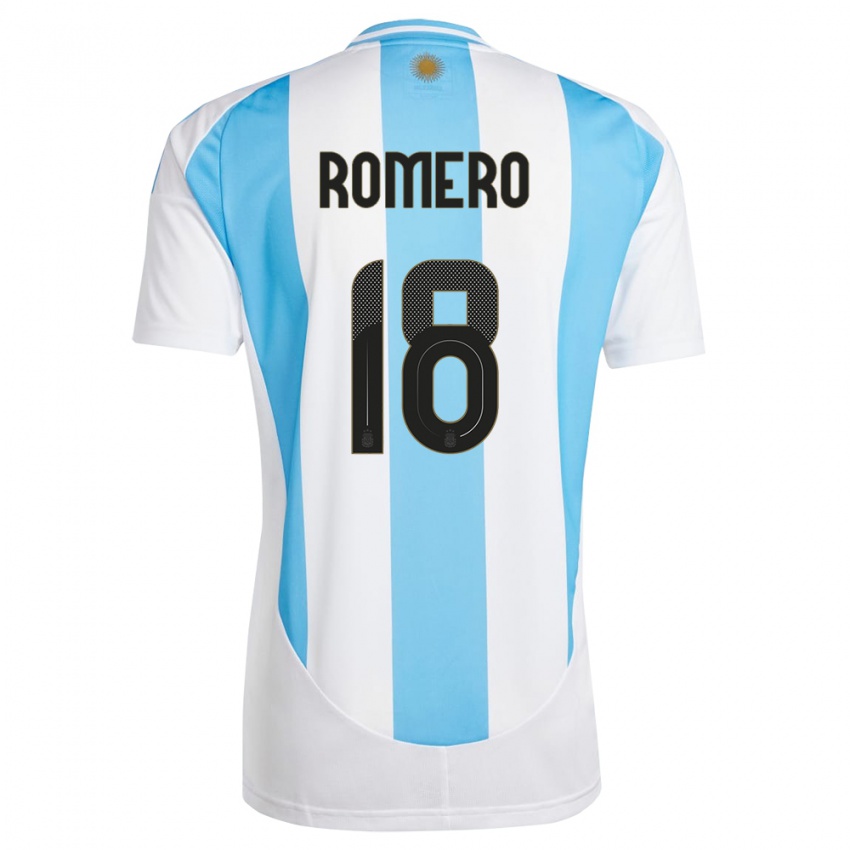 Pánské Argentina Luka Romero #18 Bílá Modrá Domů Hráčské Dresy 24-26 Dres