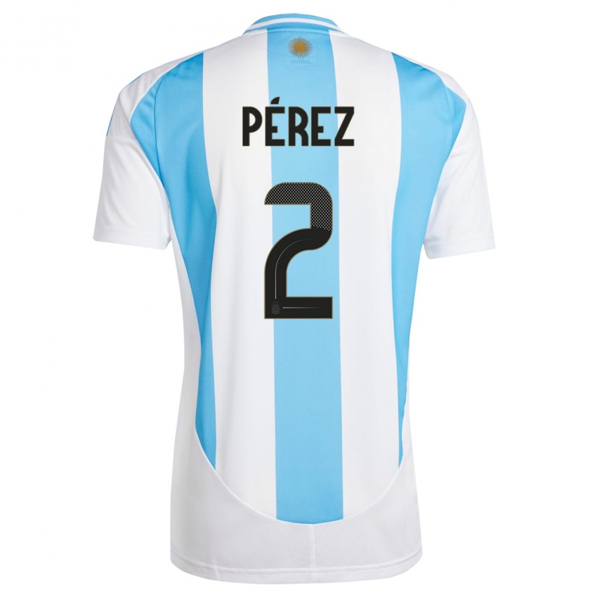 Pánské Argentina Nehuen Perez #2 Bílá Modrá Domů Hráčské Dresy 24-26 Dres