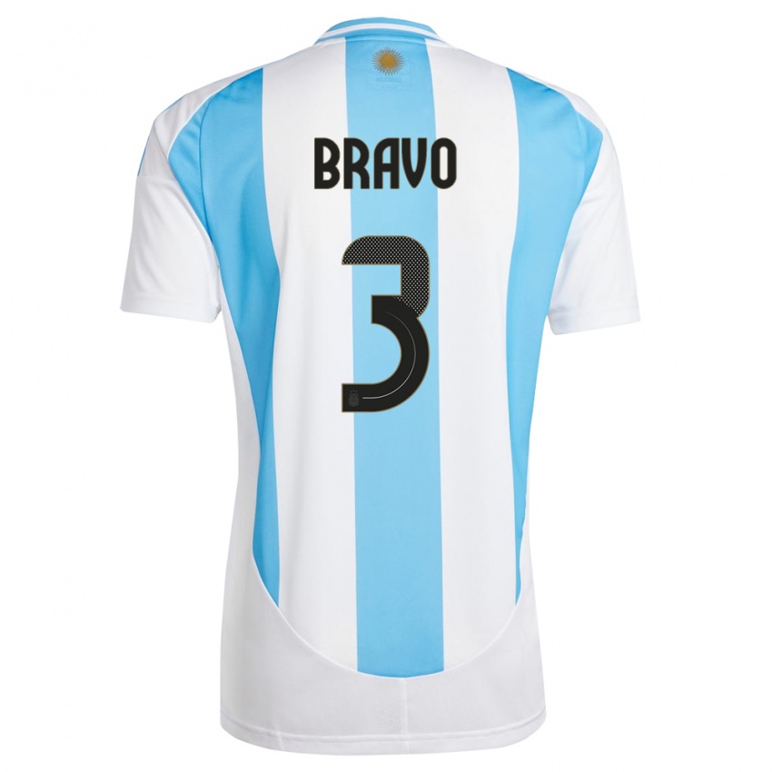 Pánské Argentina Claudio Bravo #3 Bílá Modrá Domů Hráčské Dresy 24-26 Dres