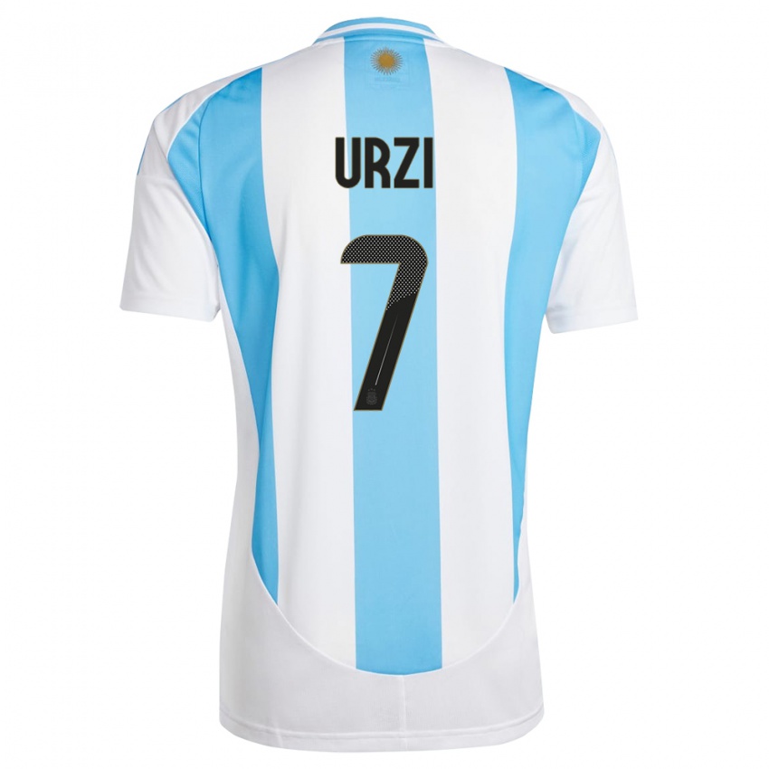 Pánské Argentina Agustin Urzi #7 Bílá Modrá Domů Hráčské Dresy 24-26 Dres