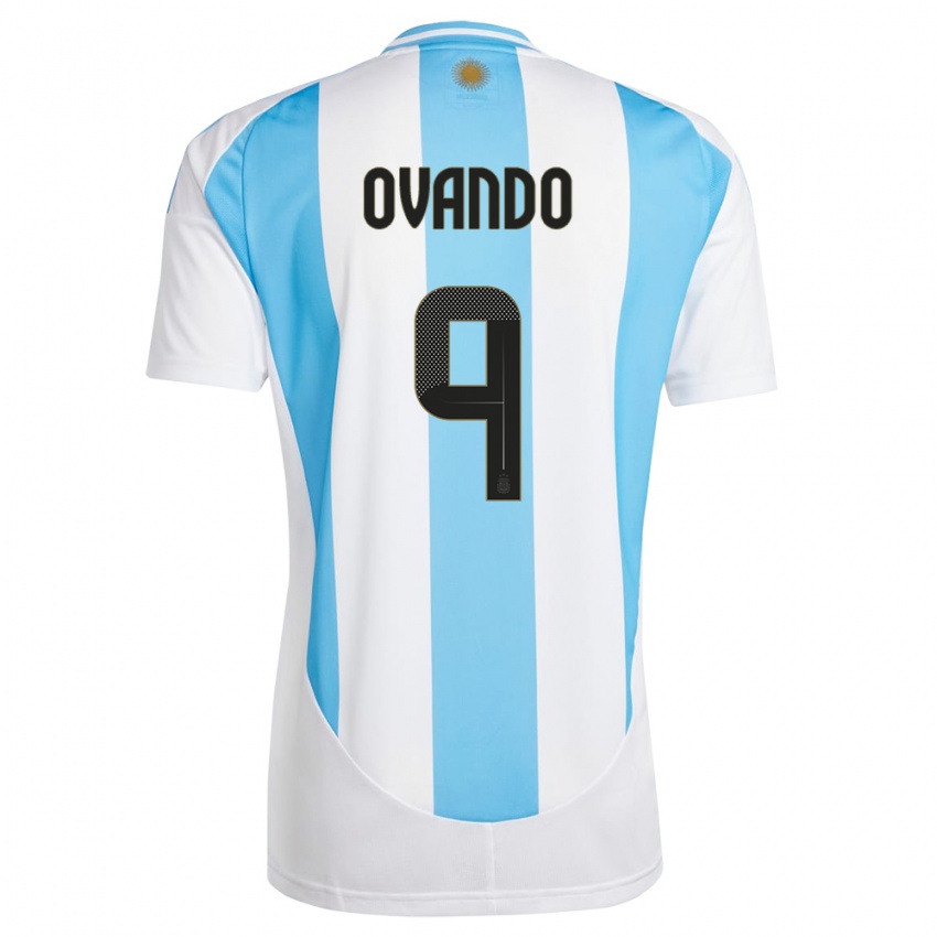 Pánské Argentina Lautaro Ovando #9 Bílá Modrá Domů Hráčské Dresy 24-26 Dres