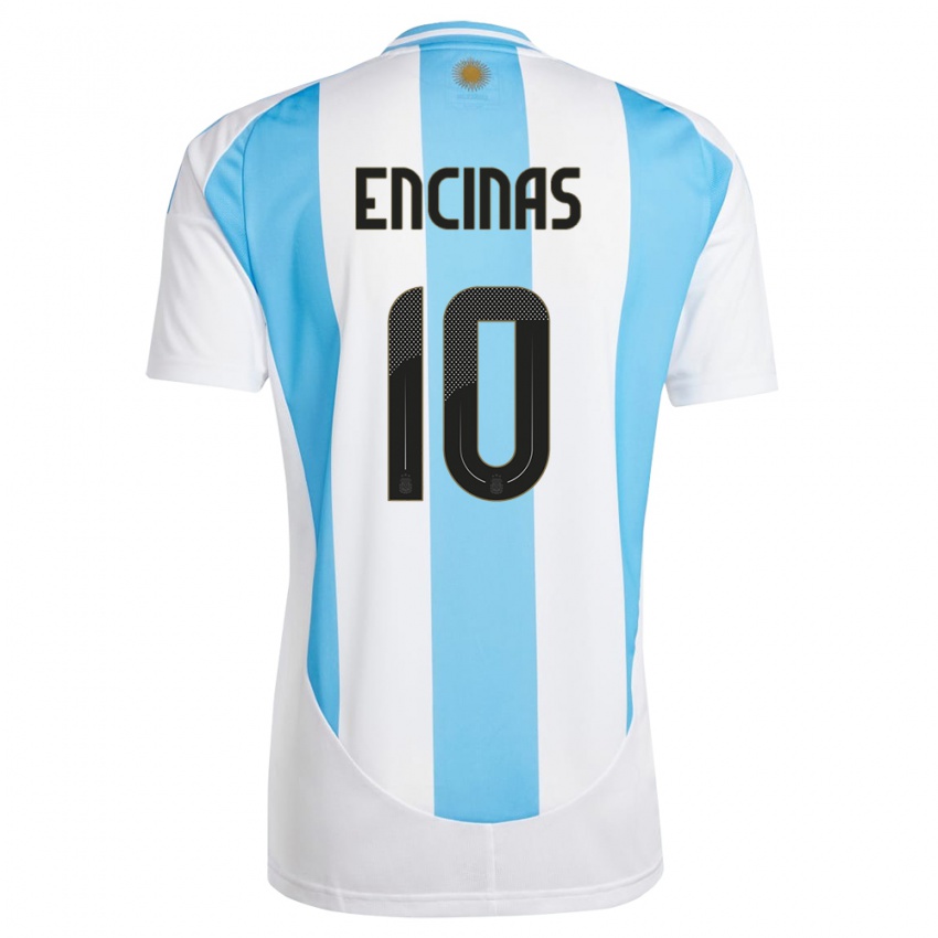 Pánské Argentina Axel Encinas #10 Bílá Modrá Domů Hráčské Dresy 24-26 Dres