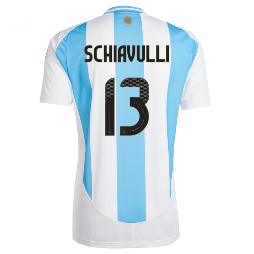 Pánské Argentina Thiago Schiavulli #13 Bílá Modrá Domů Hráčské Dresy 24-26 Dres