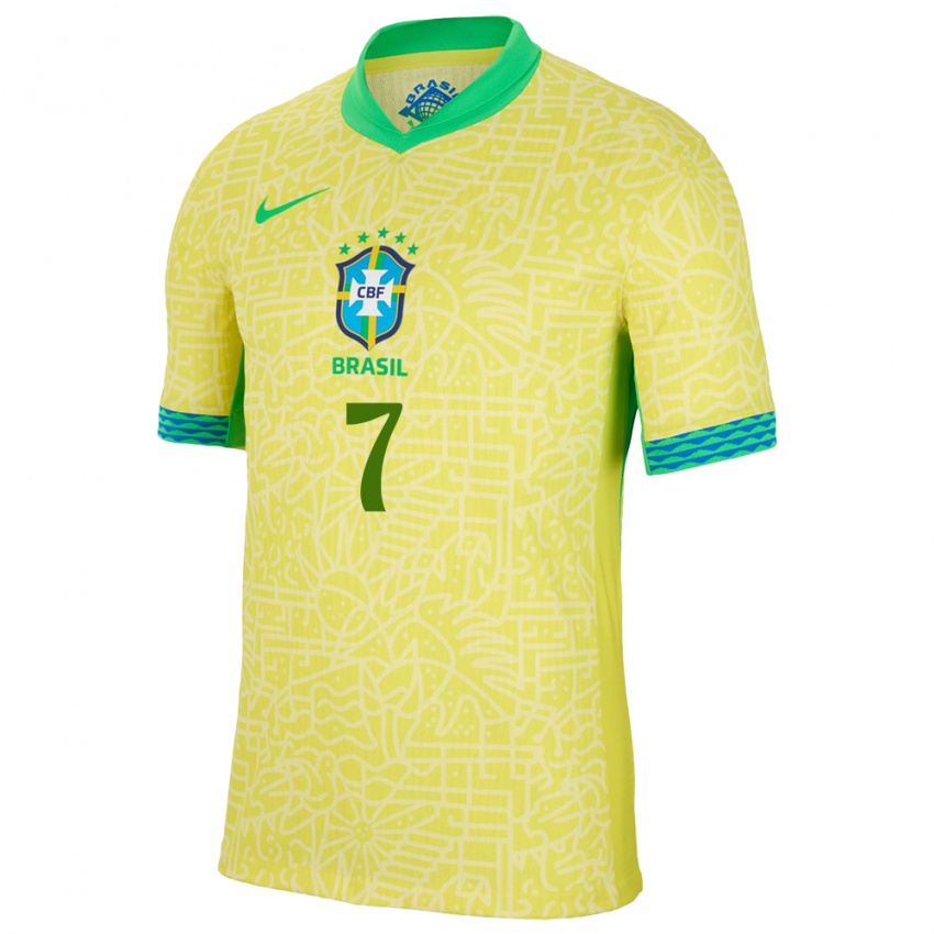 Pánské Brazílie Kayky #7 Žlutá Domů Hráčské Dresy 24-26 Dres
