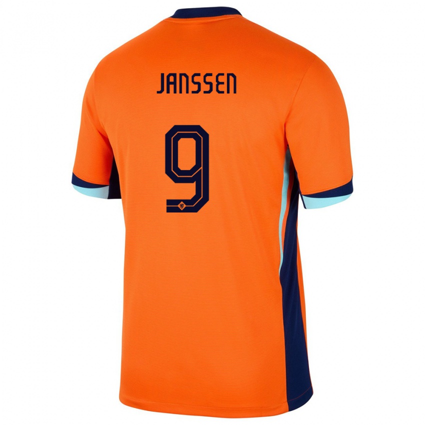 Pánské Nizozemsko Vincent Janssen #9 Oranžový Domů Hráčské Dresy 24-26 Dres