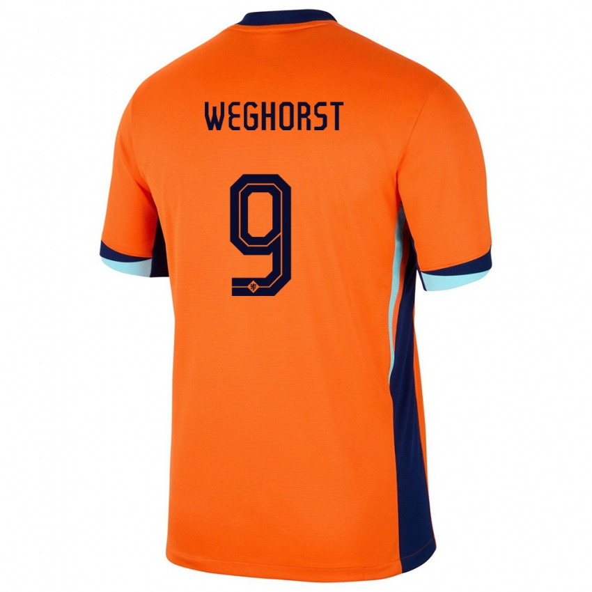 Pánské Nizozemsko Wout Weghorst #9 Oranžový Domů Hráčské Dresy 24-26 Dres