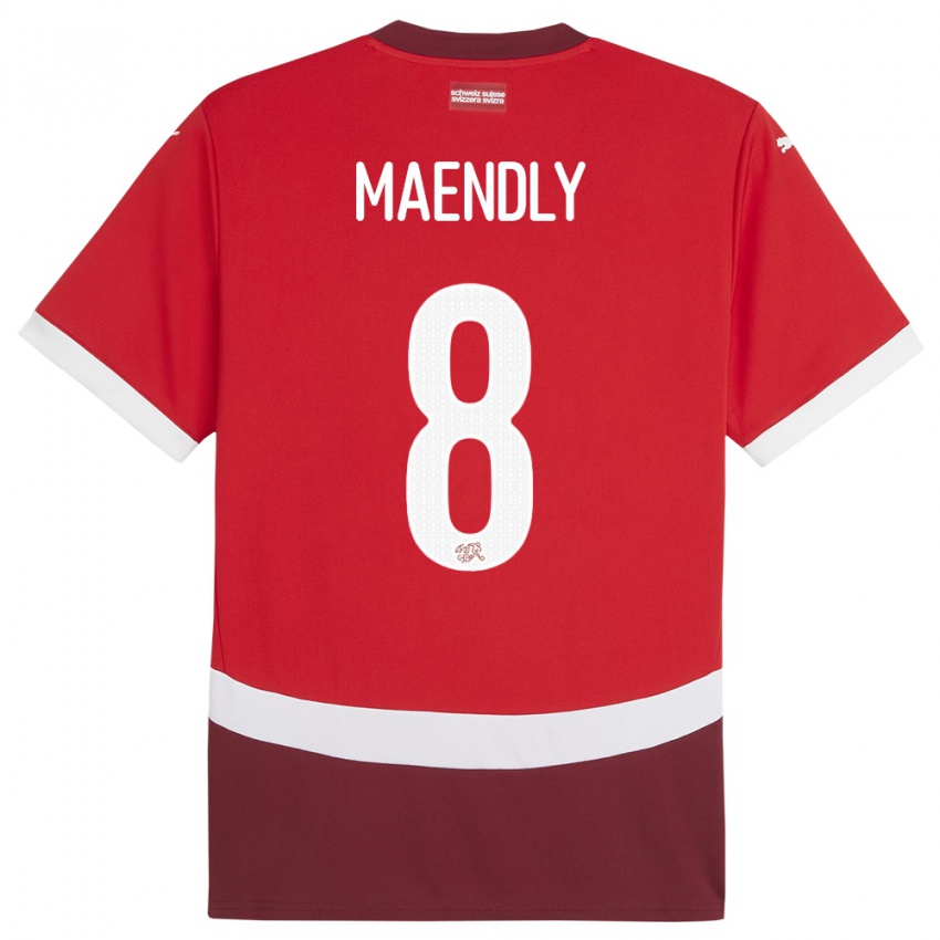 Pánské Švýcarsko Sandy Maendly #8 Červené Domů Hráčské Dresy 24-26 Dres