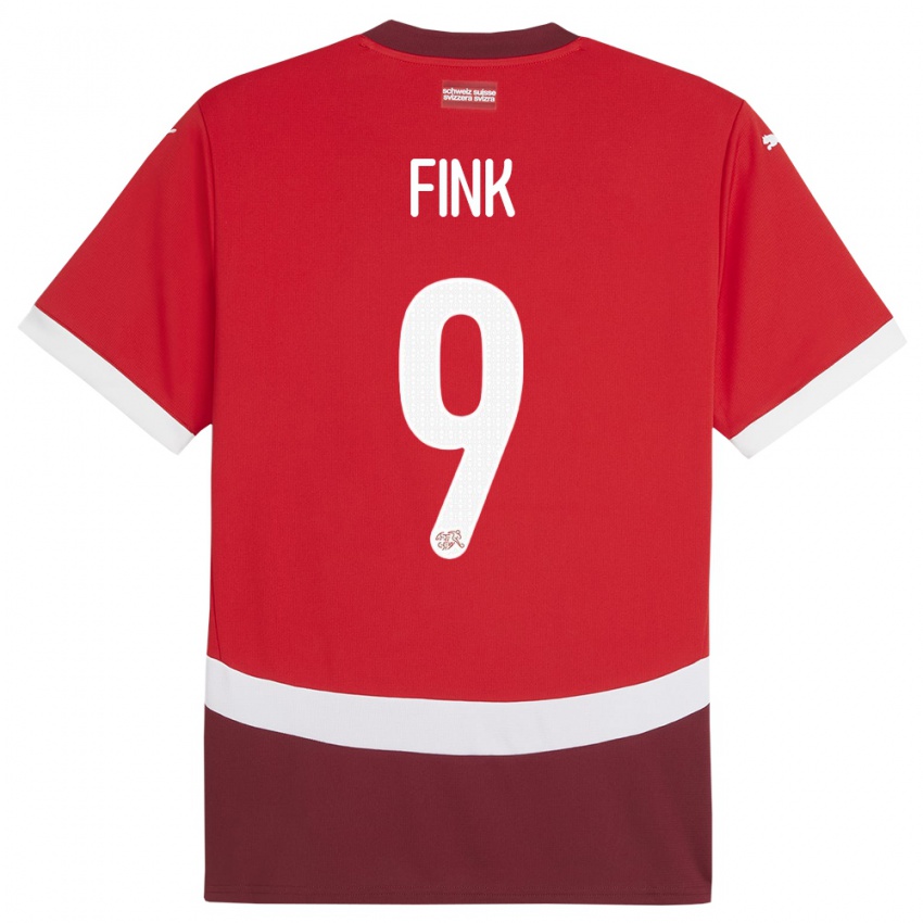 Pánské Švýcarsko Bradley Fink #9 Červené Domů Hráčské Dresy 24-26 Dres