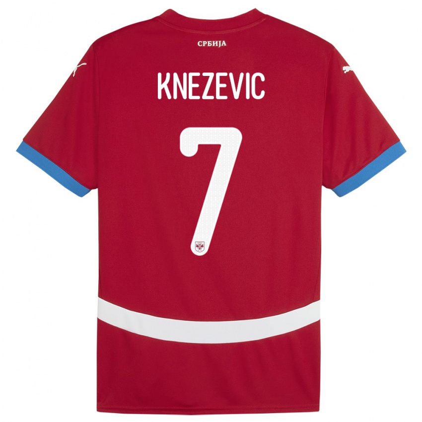 Pánské Srbsko Nikola Knezevic #7 Červené Domů Hráčské Dresy 24-26 Dres