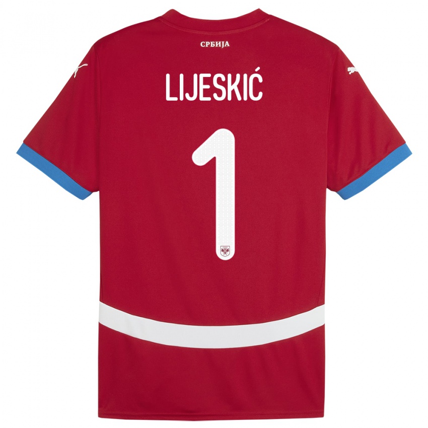 Pánské Srbsko Luka Lijeskic #1 Červené Domů Hráčské Dresy 24-26 Dres