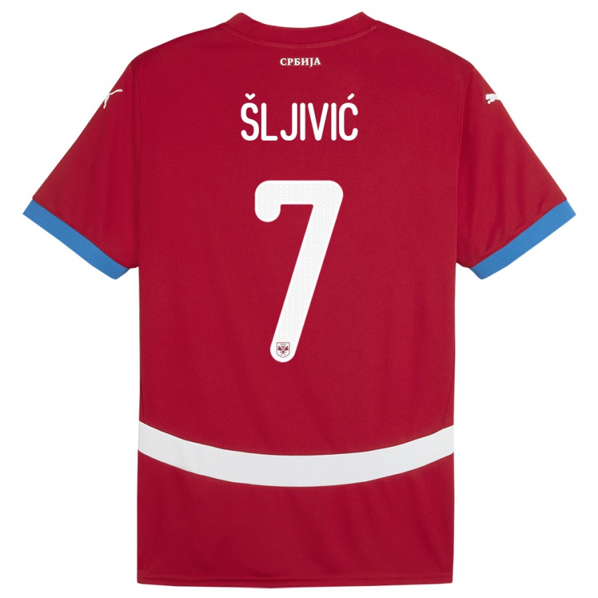 Pánské Srbsko Jovan Sljivic #7 Červené Domů Hráčské Dresy 24-26 Dres