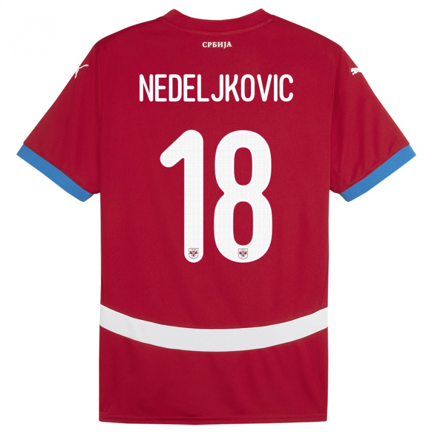 Pánské Srbsko Kosta Nedeljkovic #18 Červené Domů Hráčské Dresy 24-26 Dres