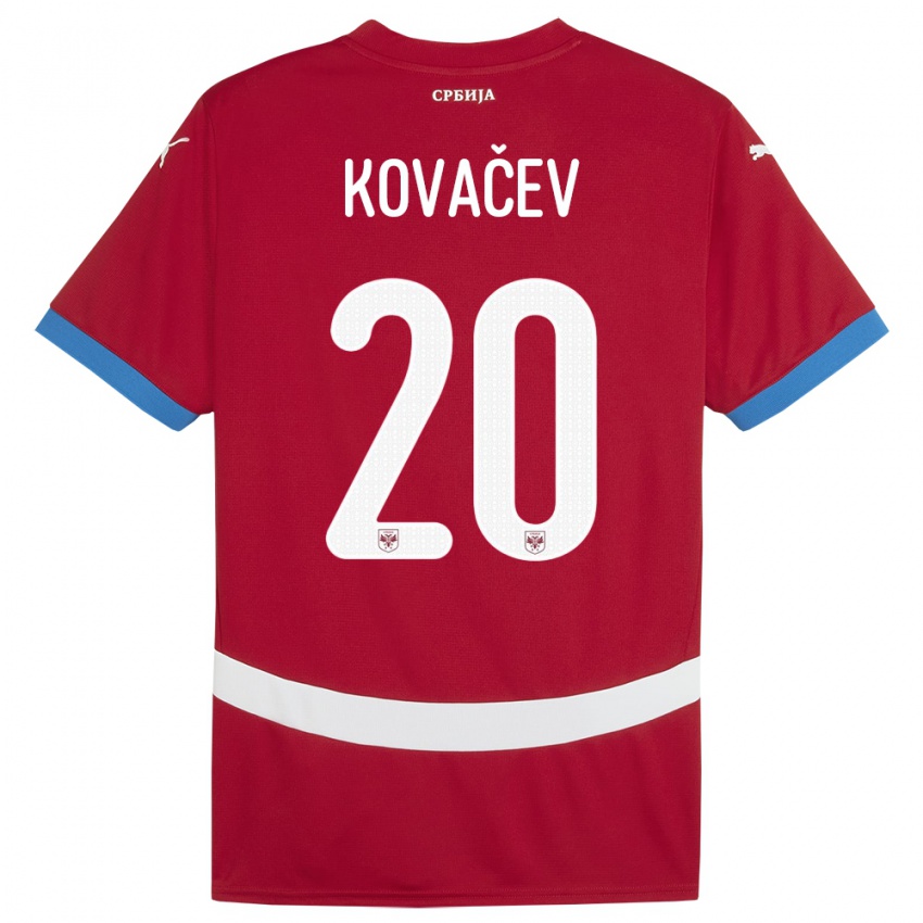 Pánské Srbsko Milan Kovacev #20 Červené Domů Hráčské Dresy 24-26 Dres