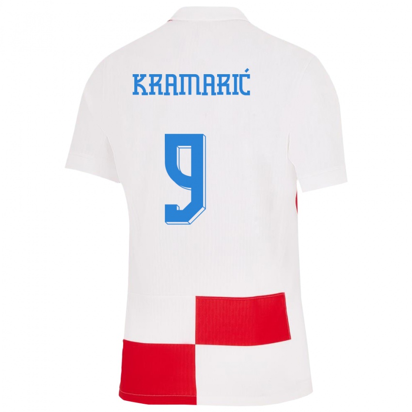 Pánské Chorvatsko Andrej Kramaric #9 Bílá Červená Domů Hráčské Dresy 24-26 Dres