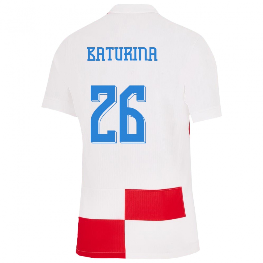 Pánské Chorvatsko Martin Baturina #26 Bílá Červená Domů Hráčské Dresy 24-26 Dres