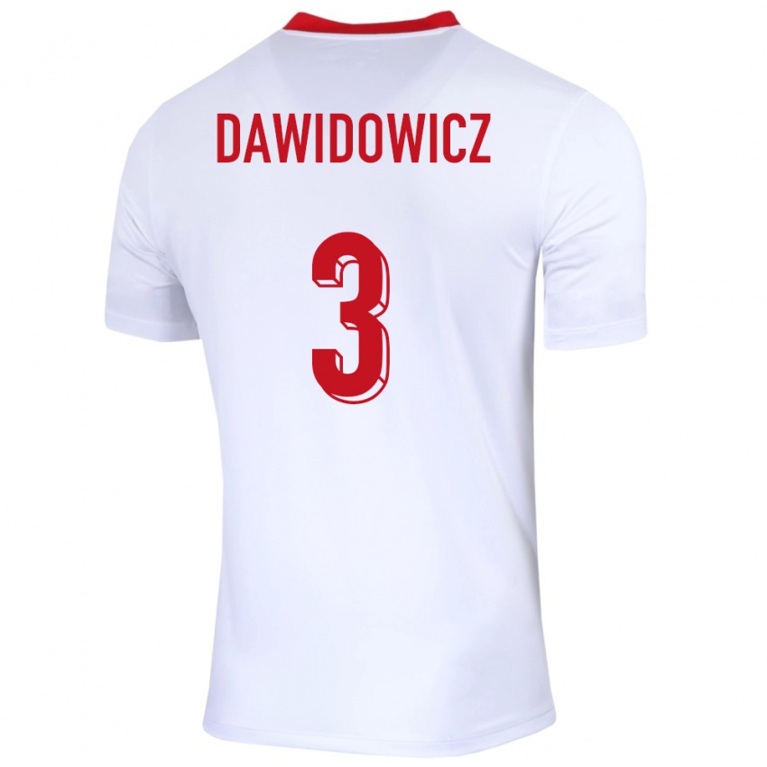 Pánské Polsko Pawel Dawidowicz #3 Bílý Domů Hráčské Dresy 24-26 Dres