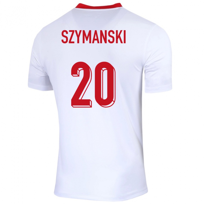 Pánské Polsko Sebastian Szymanski #20 Bílý Domů Hráčské Dresy 24-26 Dres