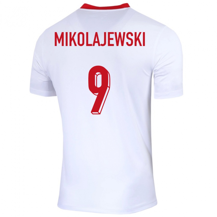 Pánské Polsko Daniel Mikolajewski #9 Bílý Domů Hráčské Dresy 24-26 Dres