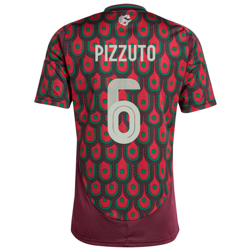 Pánské Mexiko Eugenio Pizzuto #6 Maroon Domů Hráčské Dresy 24-26 Dres