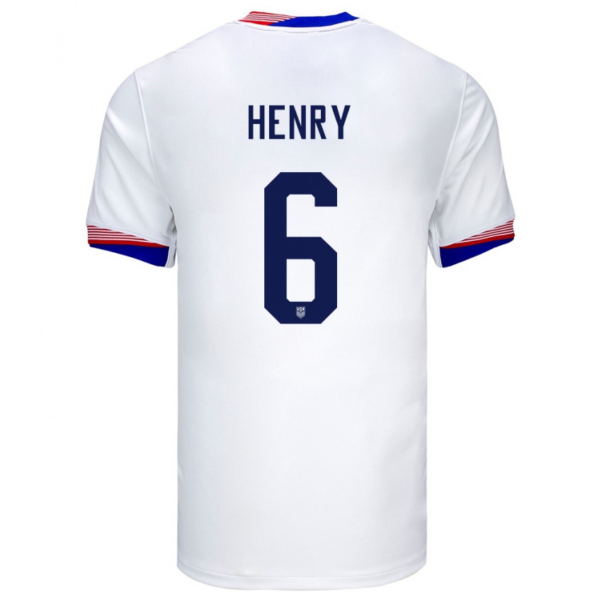 Pánské Spojené Státy Americké Kobi Henry #6 Bílý Domů Hráčské Dresy 24-26 Dres