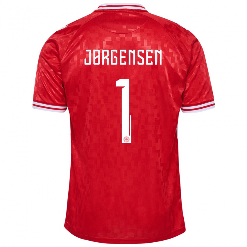 Pánské Dánsko Filip Jørgensen #1 Červené Domů Hráčské Dresy 24-26 Dres